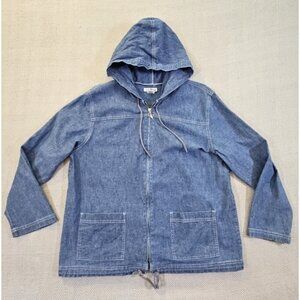Duck Head Full Zip Hoodie Chore Jacket Women's Size Large Blue Chambray EUC
